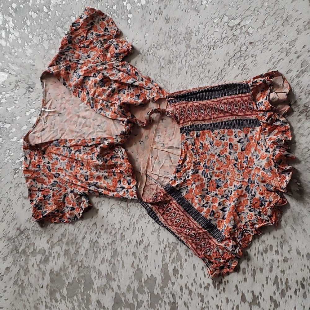 Free People Surf Date Floral Tie Romper Sz12 - Picture 2 of 9